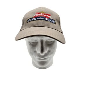 Budweiser Hat Cap Strap Back Beige Here's To The Heroes Folds Of Honor One Size